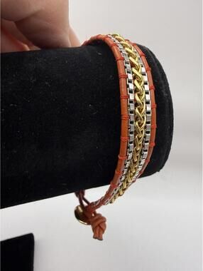 Stella & Dot Multi-Chain Leather Wrap Bracelet